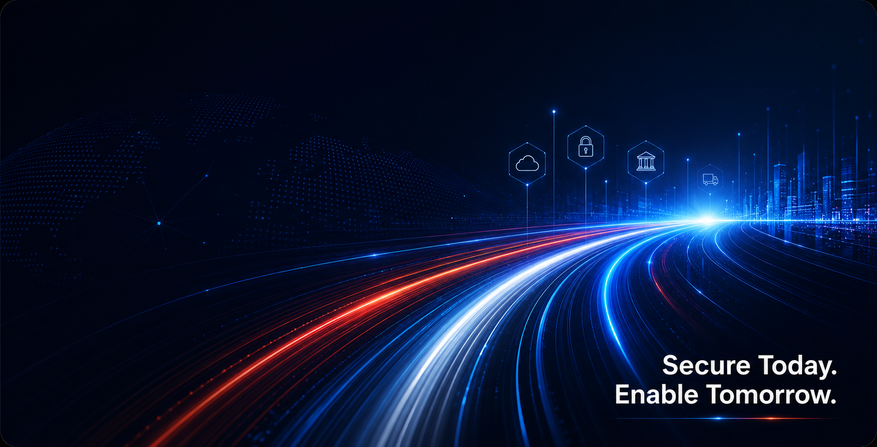 Start with Clarity banner with secure today, enable tomorrow visual.